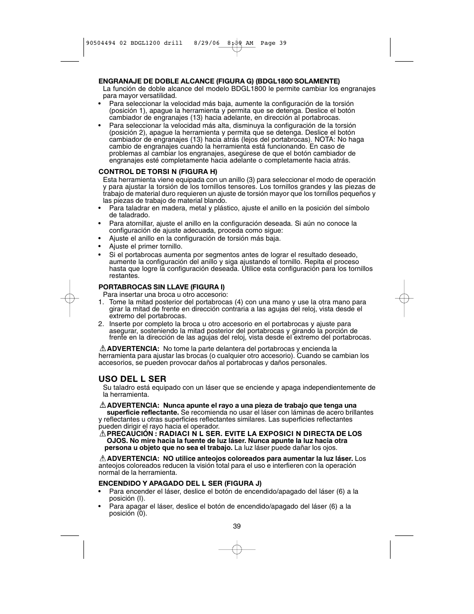 Black & Decker 90504494 User Manual | Page 39 / 44