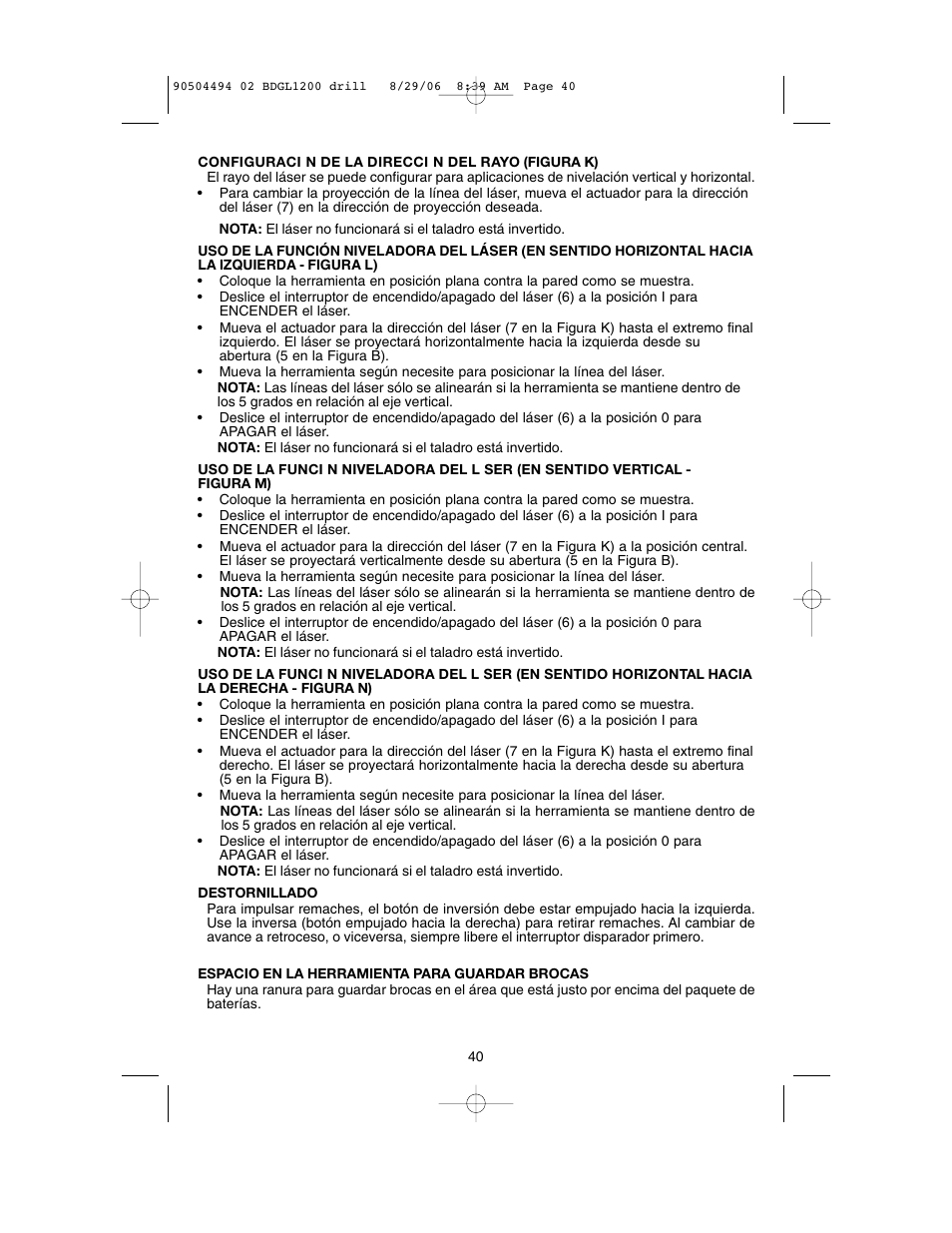 Black & Decker 90504494 User Manual | Page 40 / 44