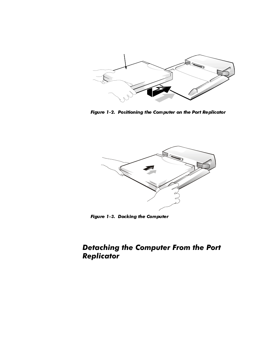 Detaching the computer from the port replicator, Hwdfklqjwkh&rpsxwhu)urpwkh3ruw 5hsolfdwru | Dell Inspiron 3500 User Manual | Page 10 / 60