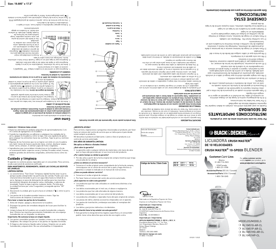 Black & Decker BL10451GNEWUC User Manual | 2 pages