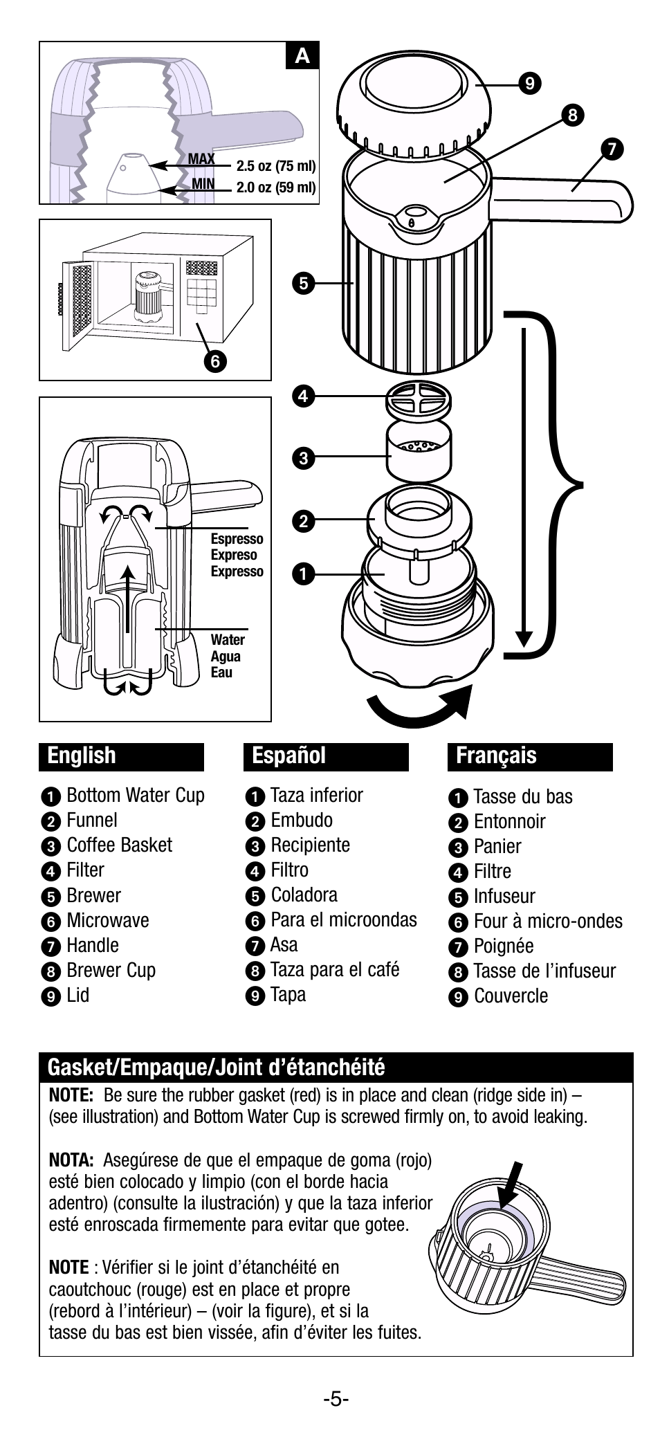 Gasket/empaque/joint d’étanchéité | Black & Decker EE100 User Manual | Page 5 / 8