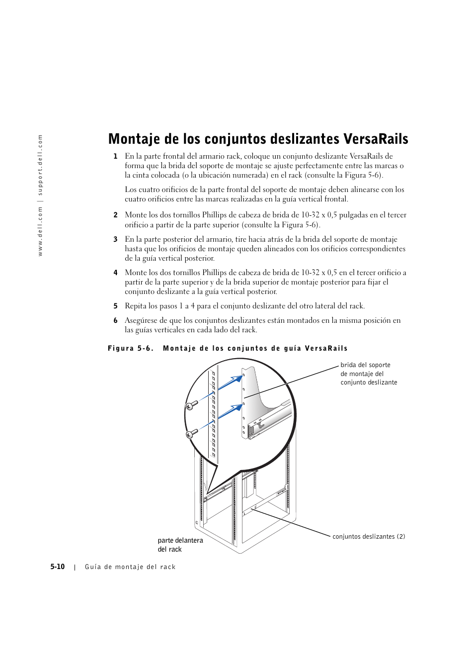 Montaje de los conjuntos deslizantes versarails | Dell PowerEdge 2600 User Manual | Page 114 / 124