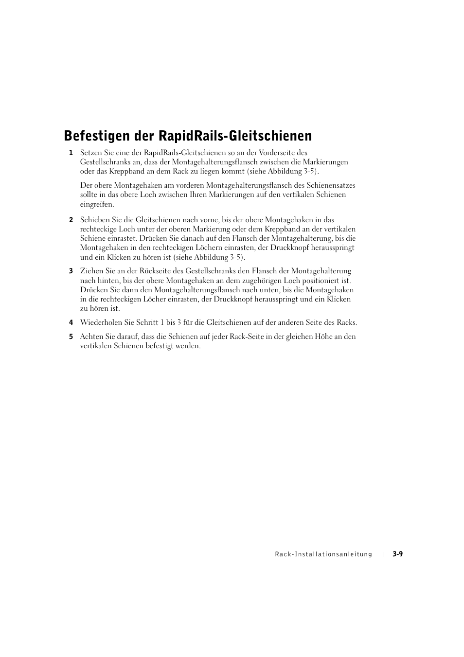 Befestigen der rapidrails-gleitschienen, Befestigen der rapidrails-gleitschienen -9 | Dell PowerEdge 2600 User Manual | Page 61 / 124