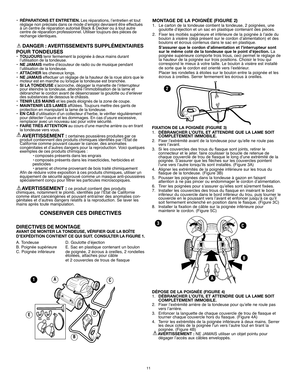 Conserver ces directives | Black & Decker 18" (46cm) Mulching Mower MM575 User Manual | Page 11 / 23