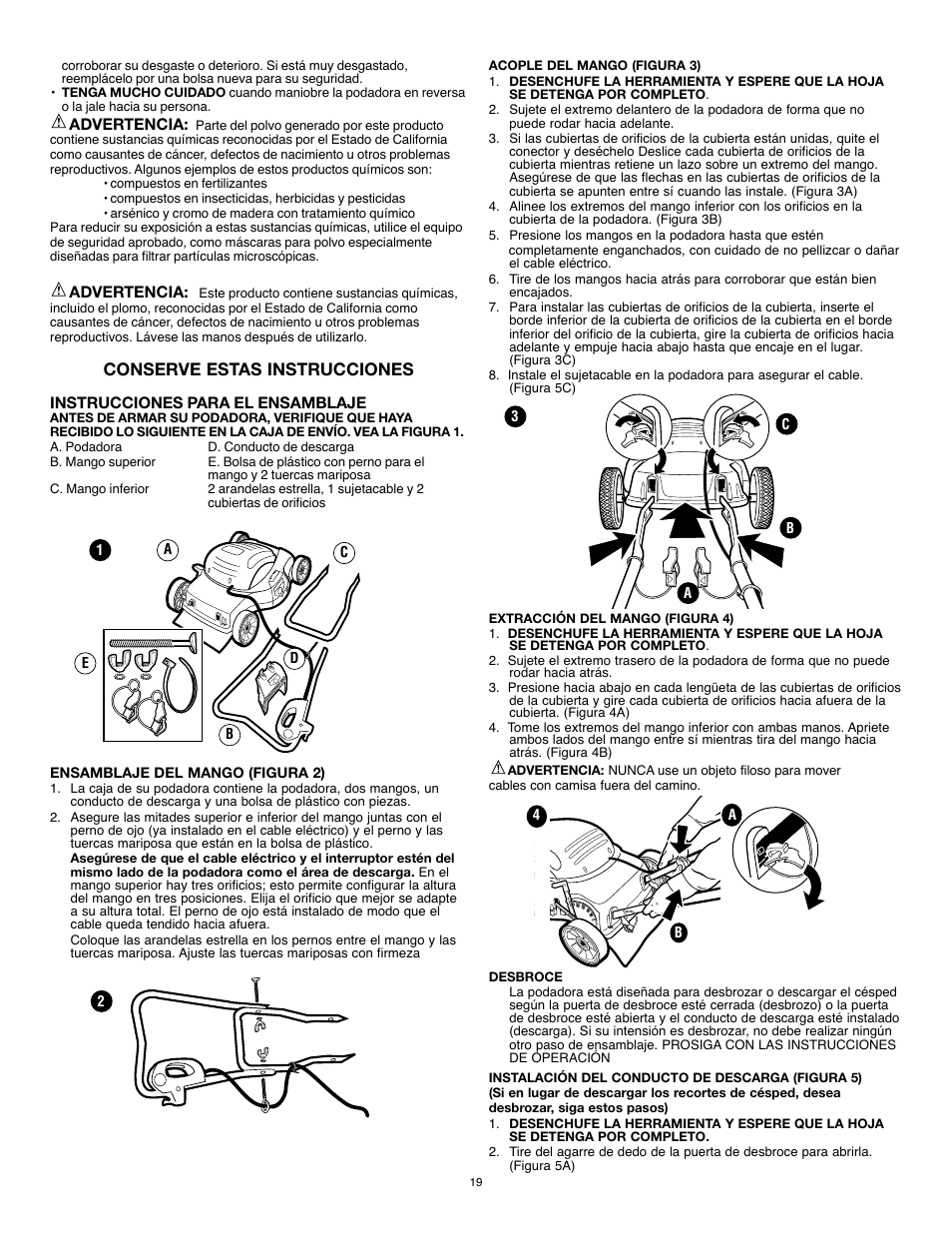 Conserve estas instrucciones | Black & Decker 18" (46cm) Mulching Mower MM575 User Manual | Page 19 / 23