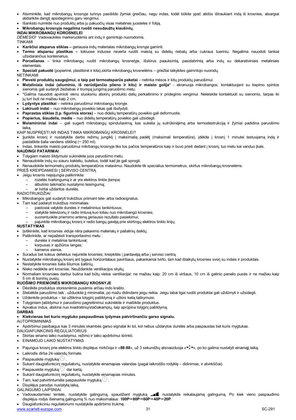 Scarlett SC-291 User Manual | Page 31 / 41