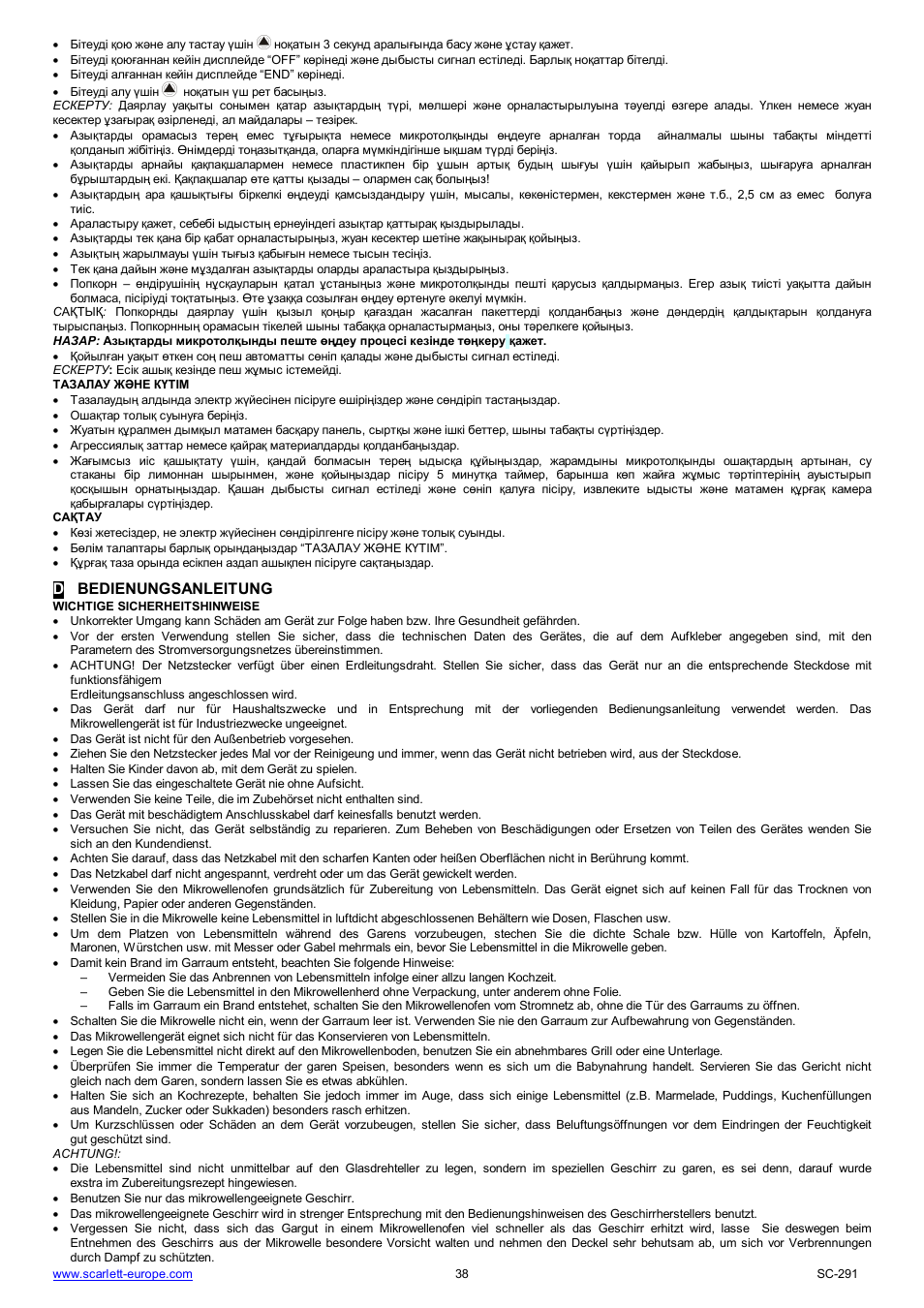 Dbedienungsanleitung | Scarlett SC-291 User Manual | Page 38 / 41