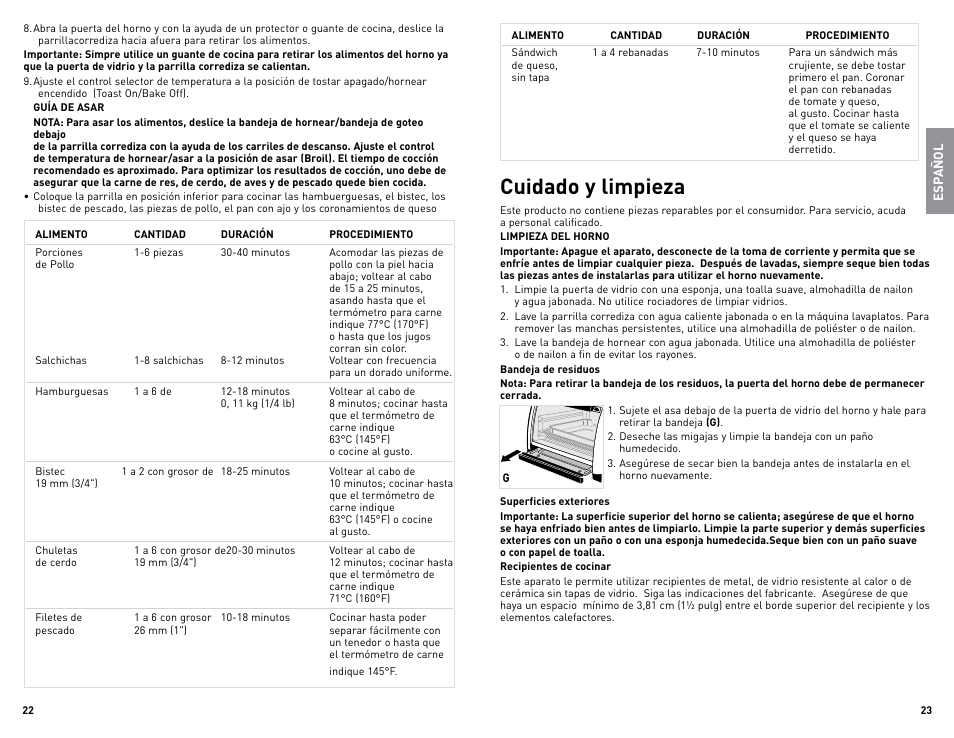 Cuidado y limpieza | Black & Decker TRO700W User Manual | Page 12 / 15