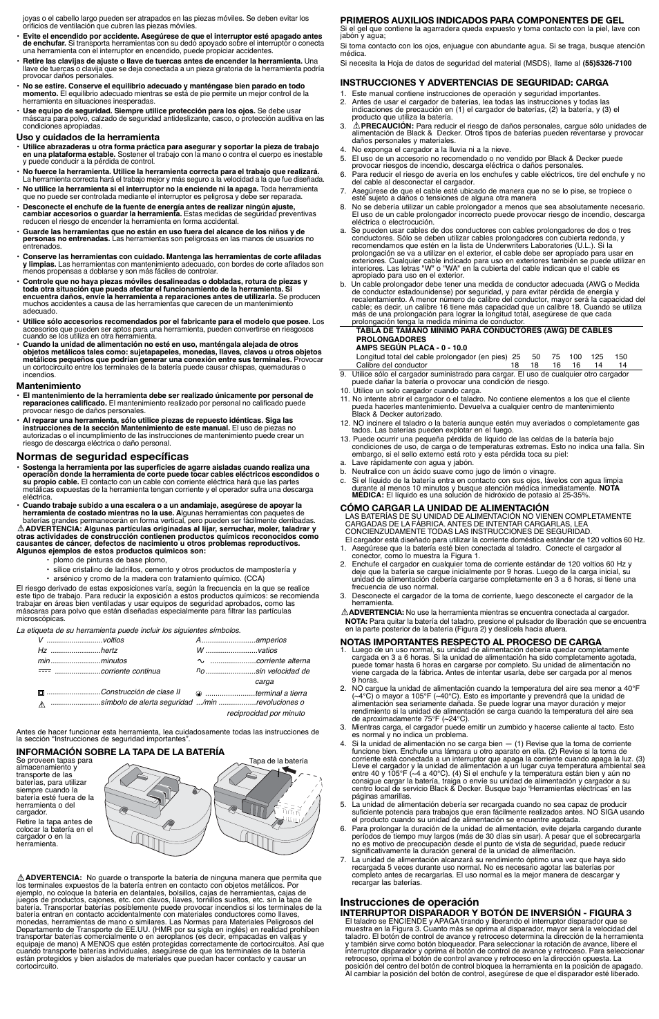 Normas de seguridad específicas, Instrucciones de operación | Black & Decker BDG1200K User Manual | Page 5 / 6
