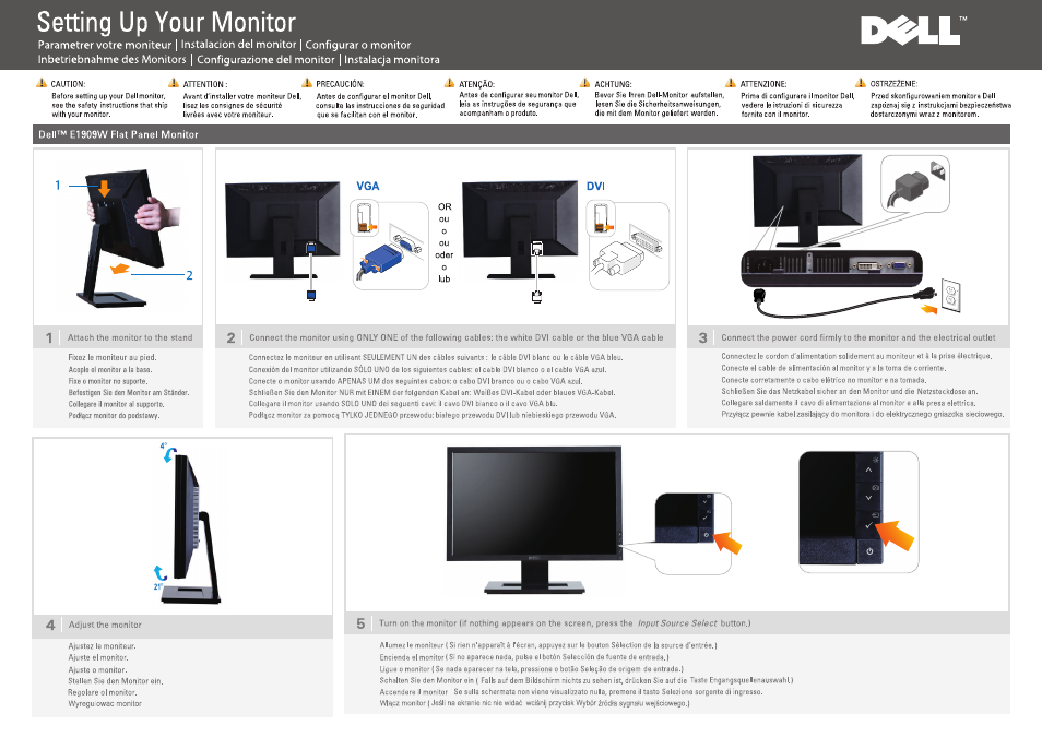 Dell E1909Wb Monitor User Manual | 2 pages