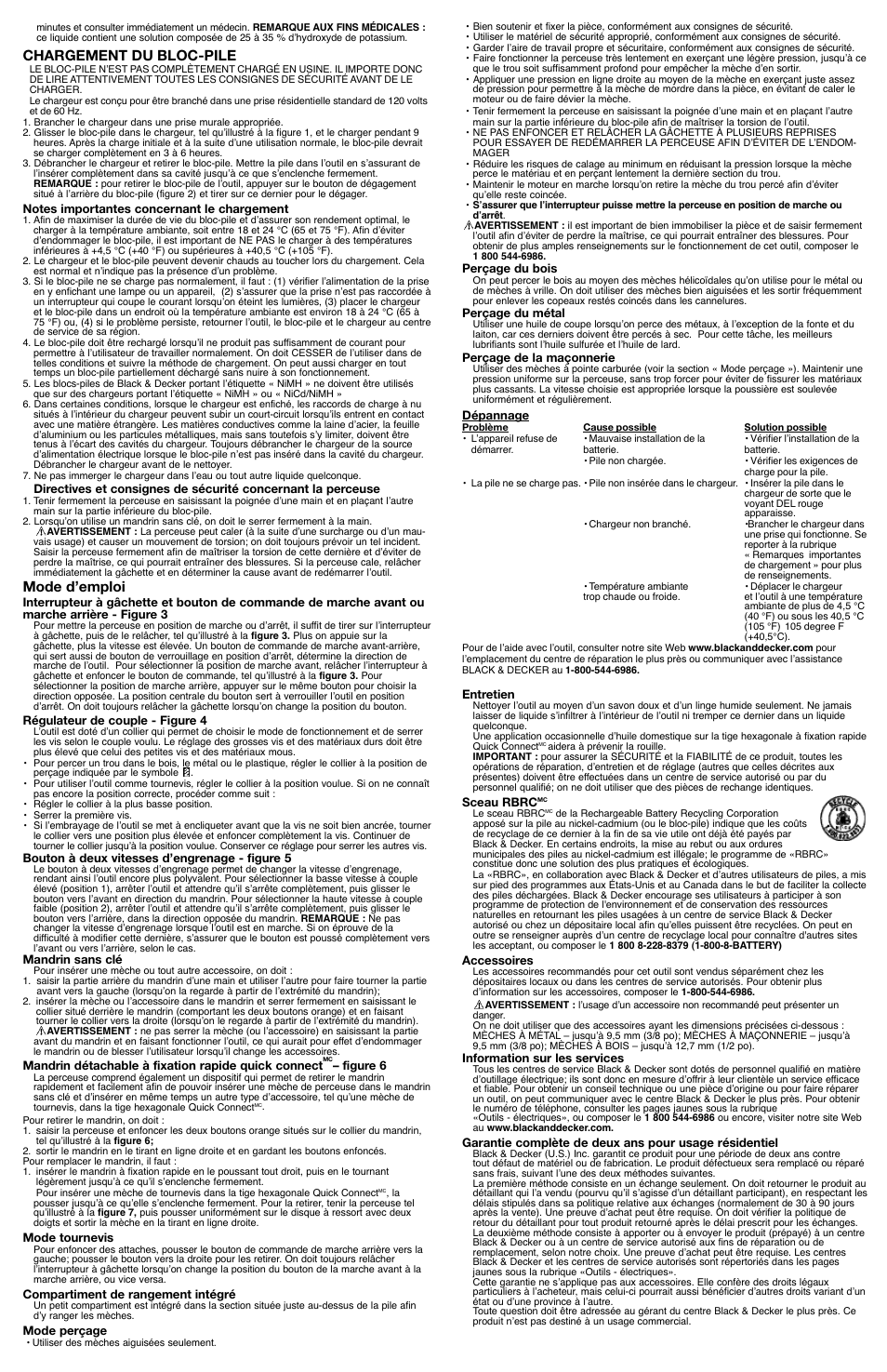 Chargement du bloc-pile, Mode d’emploi | Black & Decker FireStorm 90502477 User Manual | Page 4 / 7