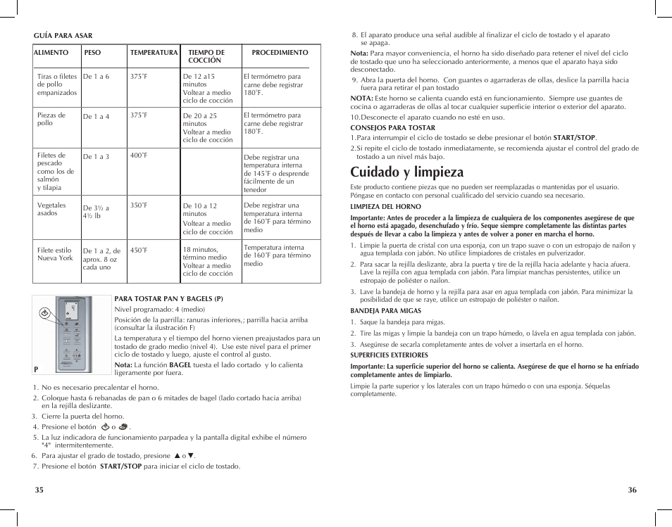 Cuidado y limpieza | Black & Decker Perfect Broil CTO4550SD User Manual | Page 19 / 39