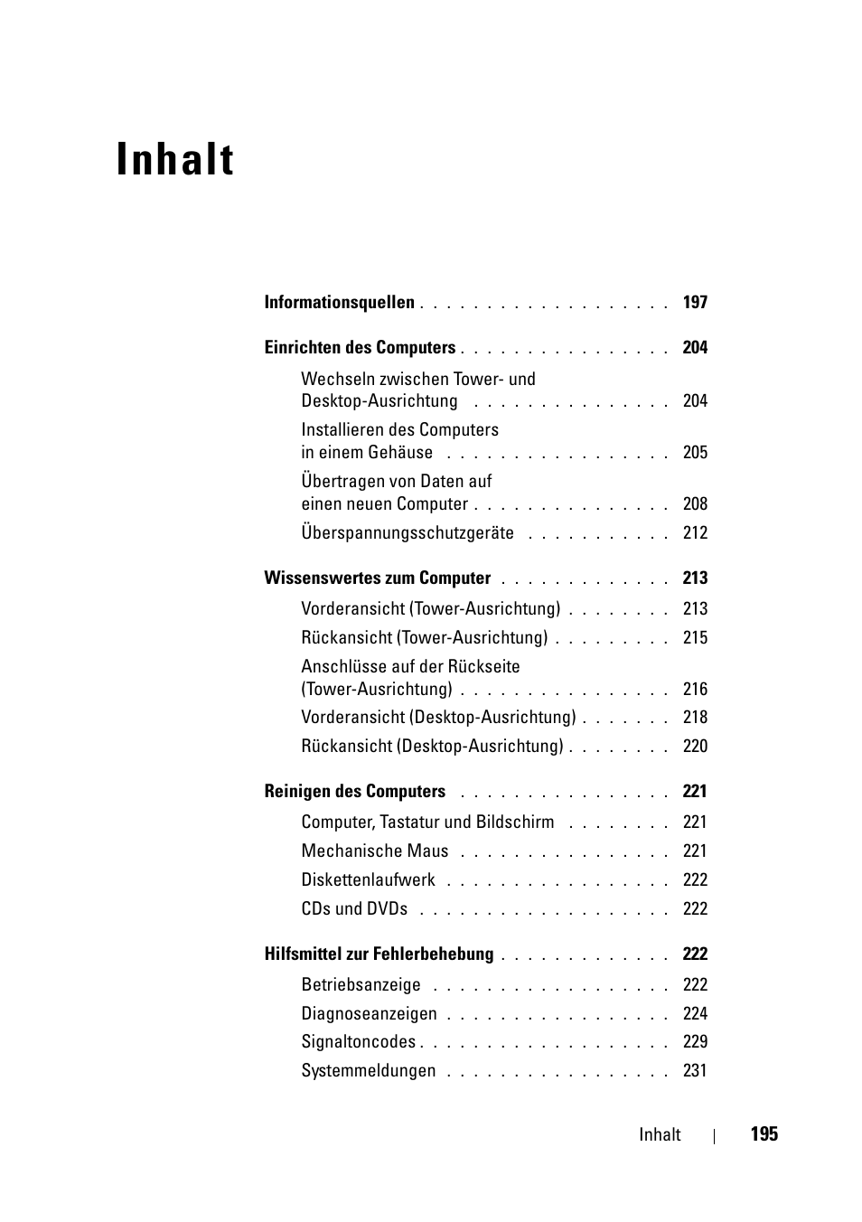 Inhalt | Dell Precision T5400 (Late 2007) User Manual | Page 195 / 394