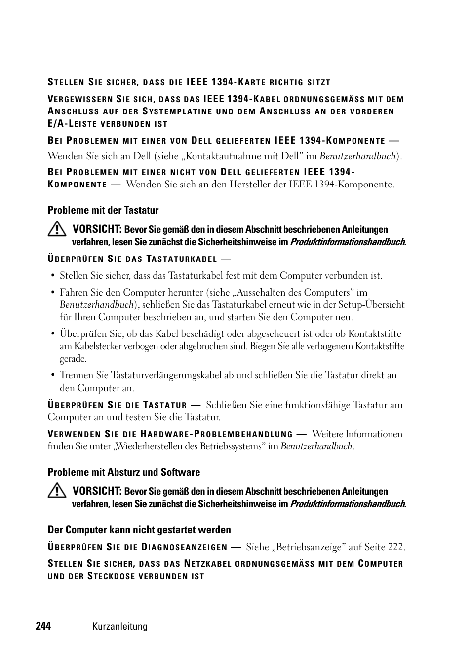 Vorsicht | Dell Precision T5400 (Late 2007) User Manual | Page 244 / 394