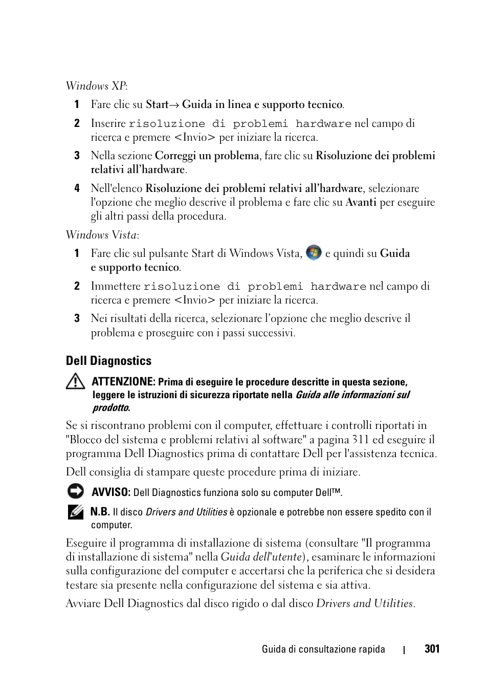 Dell diagnostics | Dell Precision T5400 (Late 2007) User Manual | Page 301 / 394