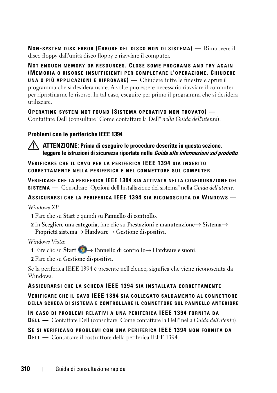 Attenzione, Start | Dell Precision T5400 (Late 2007) User Manual | Page 310 / 394