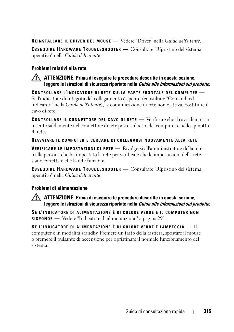 Attenzione | Dell Precision T5400 (Late 2007) User Manual | Page 315 / 394