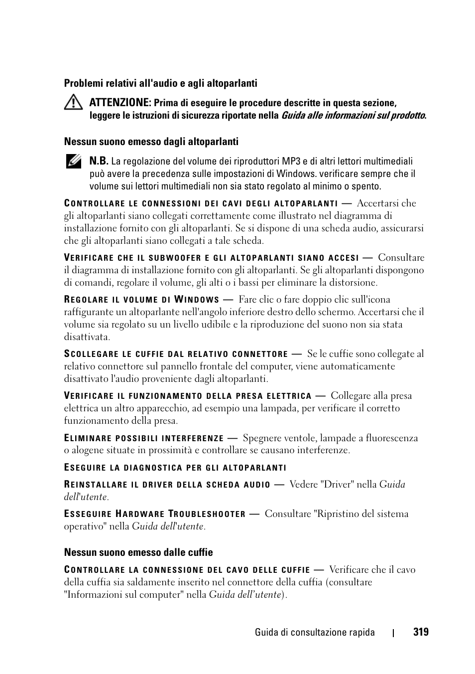 Problemi relativi | Dell Precision T5400 (Late 2007) User Manual | Page 319 / 394