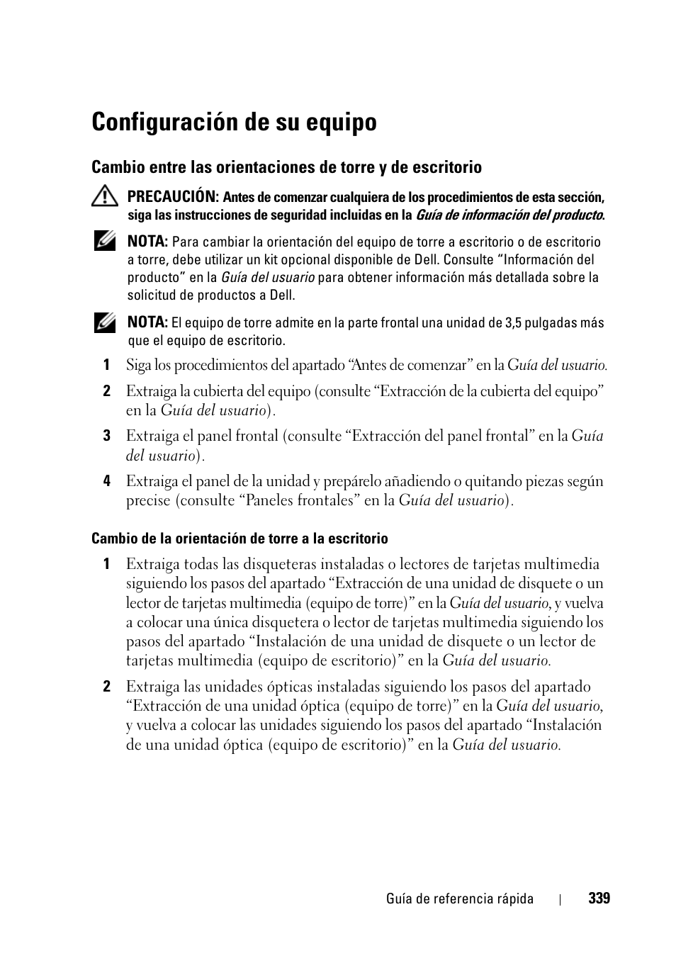 Configuración de su equipo | Dell Precision T5400 (Late 2007) User Manual | Page 339 / 394