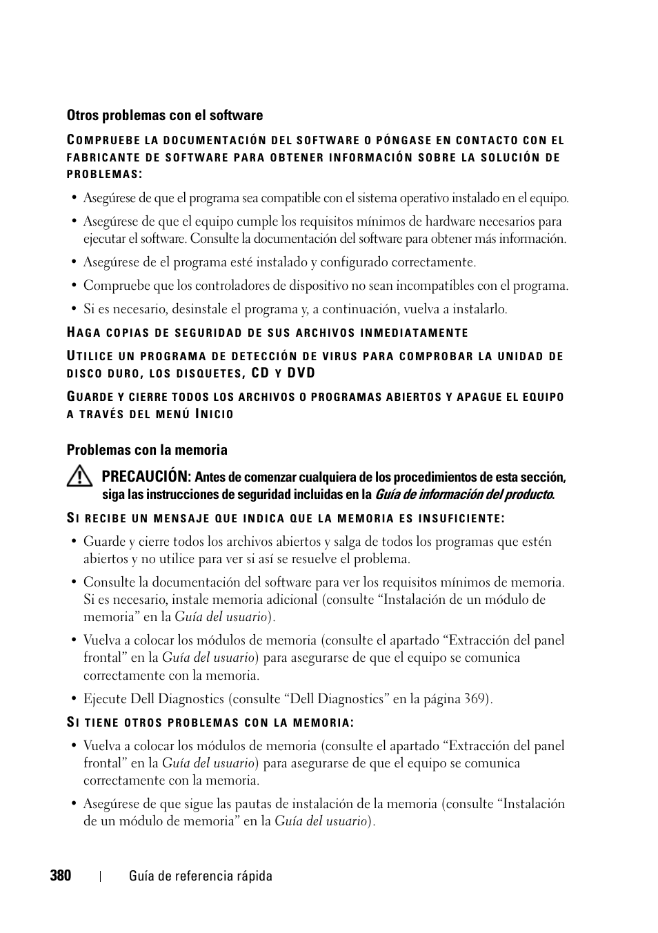 Precaución | Dell Precision T5400 (Late 2007) User Manual | Page 380 / 394