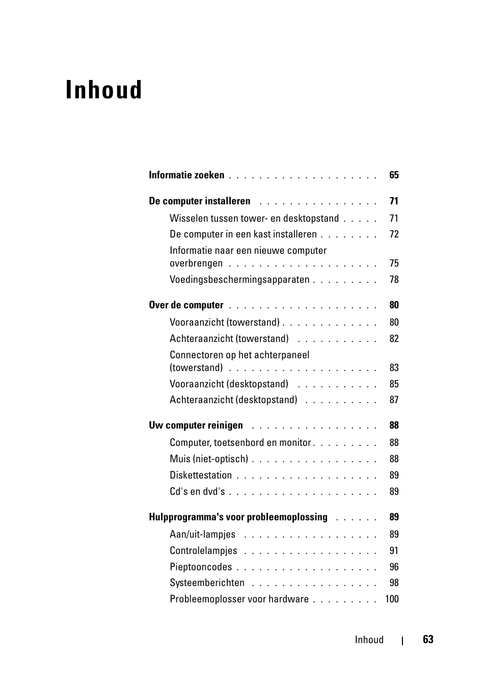 Inhoud | Dell Precision T5400 (Late 2007) User Manual | Page 63 / 394