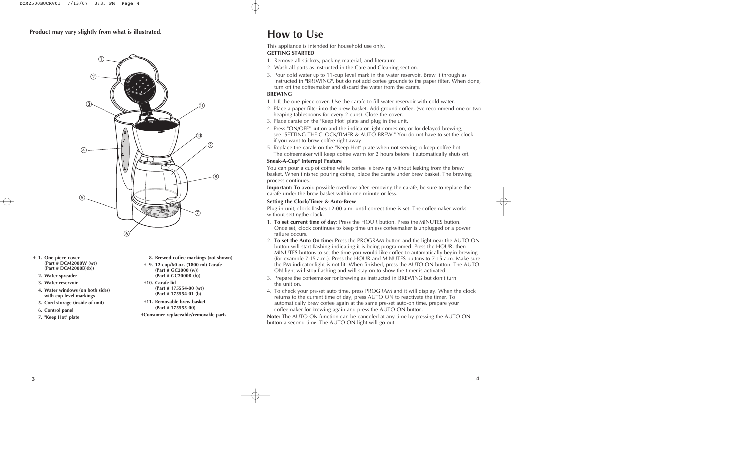 How to use | Black & Decker SmartBrew DCM2500K User Manual | Page 3 / 13