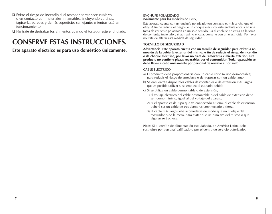 Conserve estas instrucciones | Black & Decker T4680B User Manual | Page 5 / 9