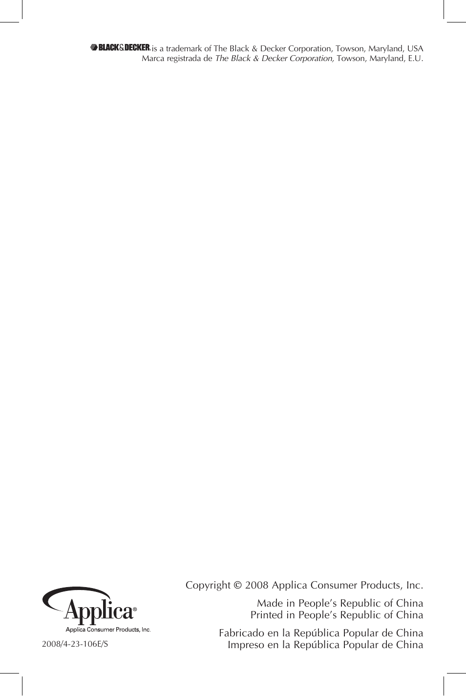 Black & Decker T4680B User Manual | Page 9 / 9