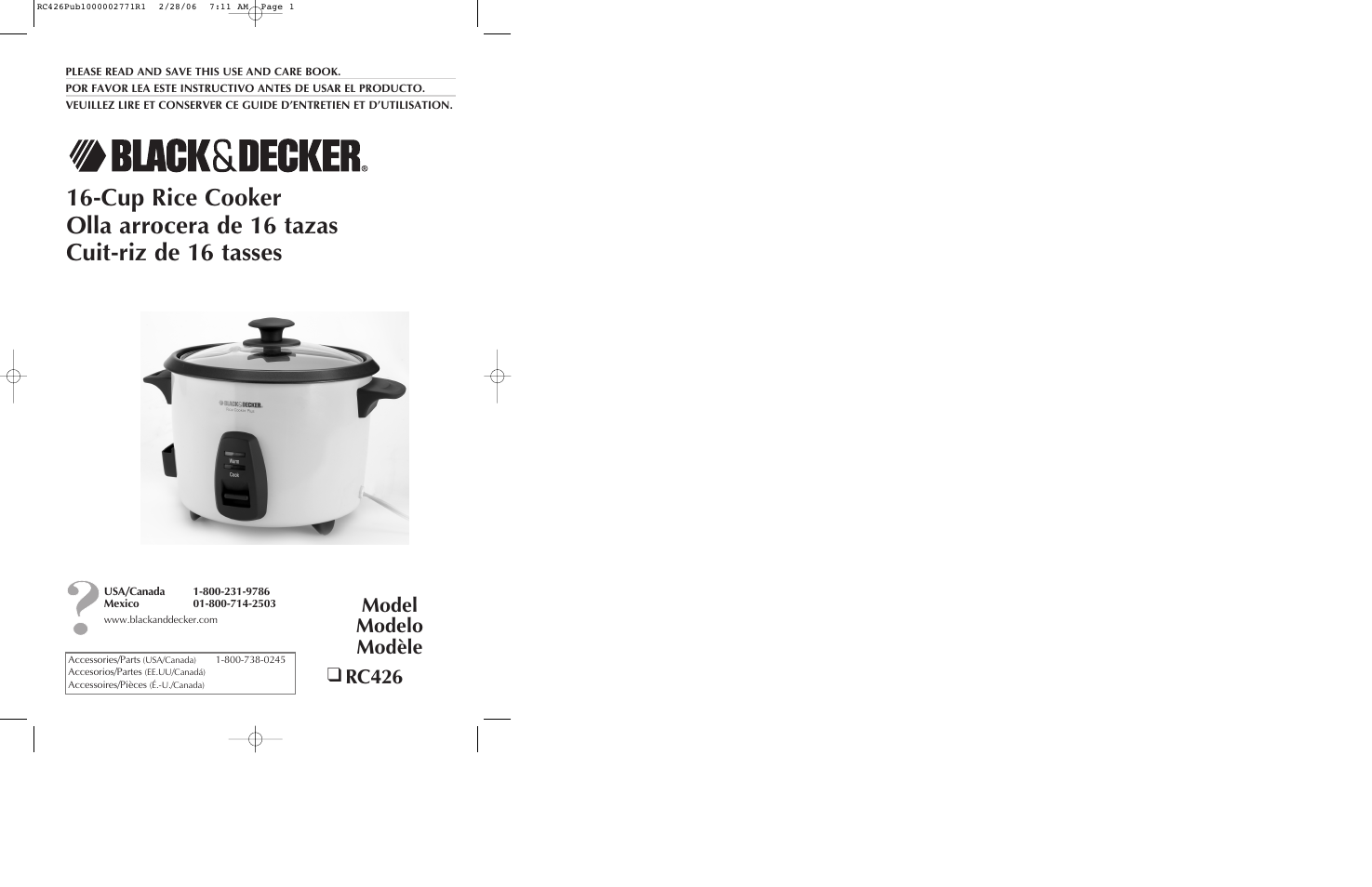 Black & Decker RC426 User Manual | 15 pages