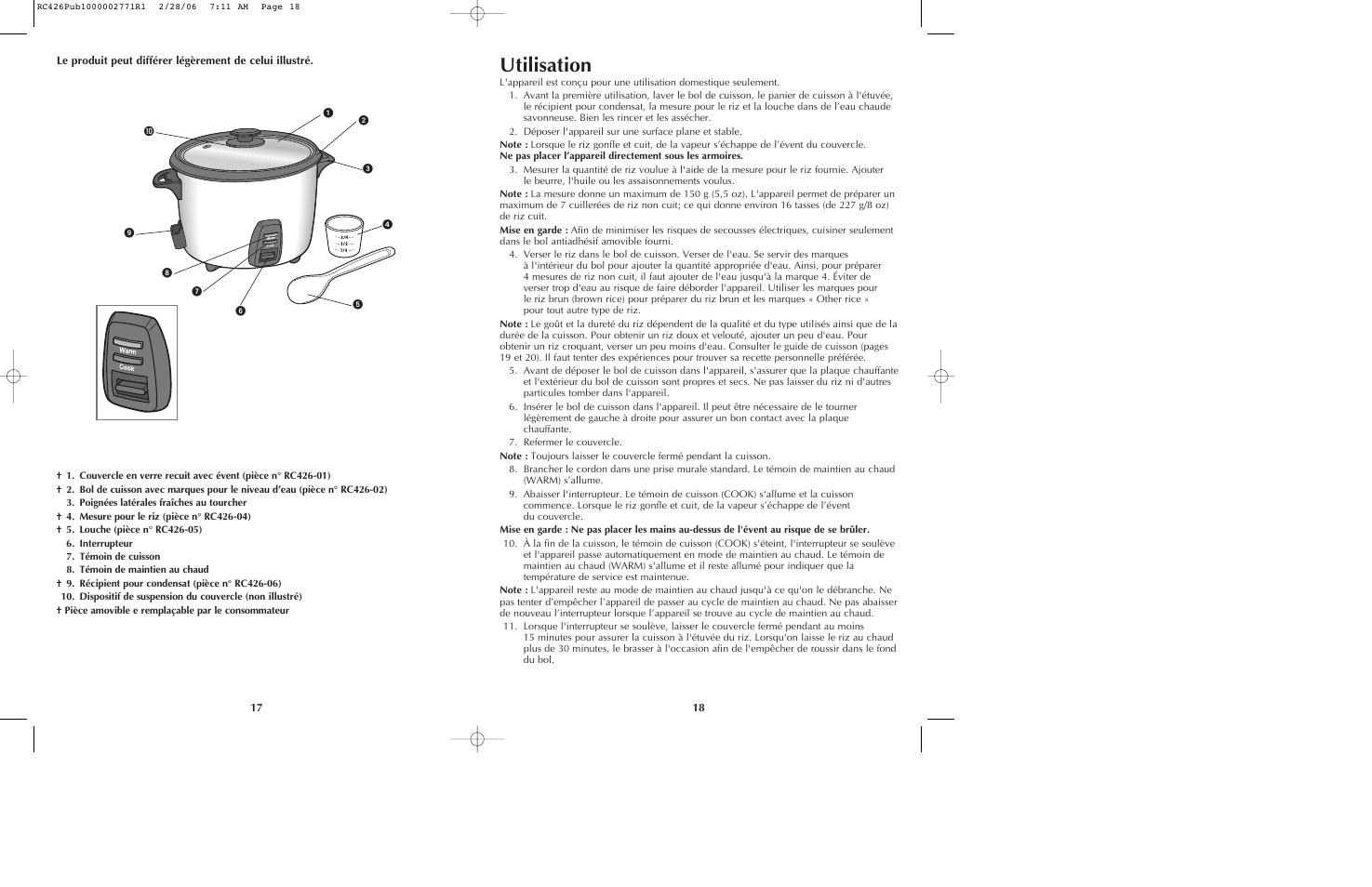 Utilisation | Black & Decker RC426 User Manual | Page 10 / 15