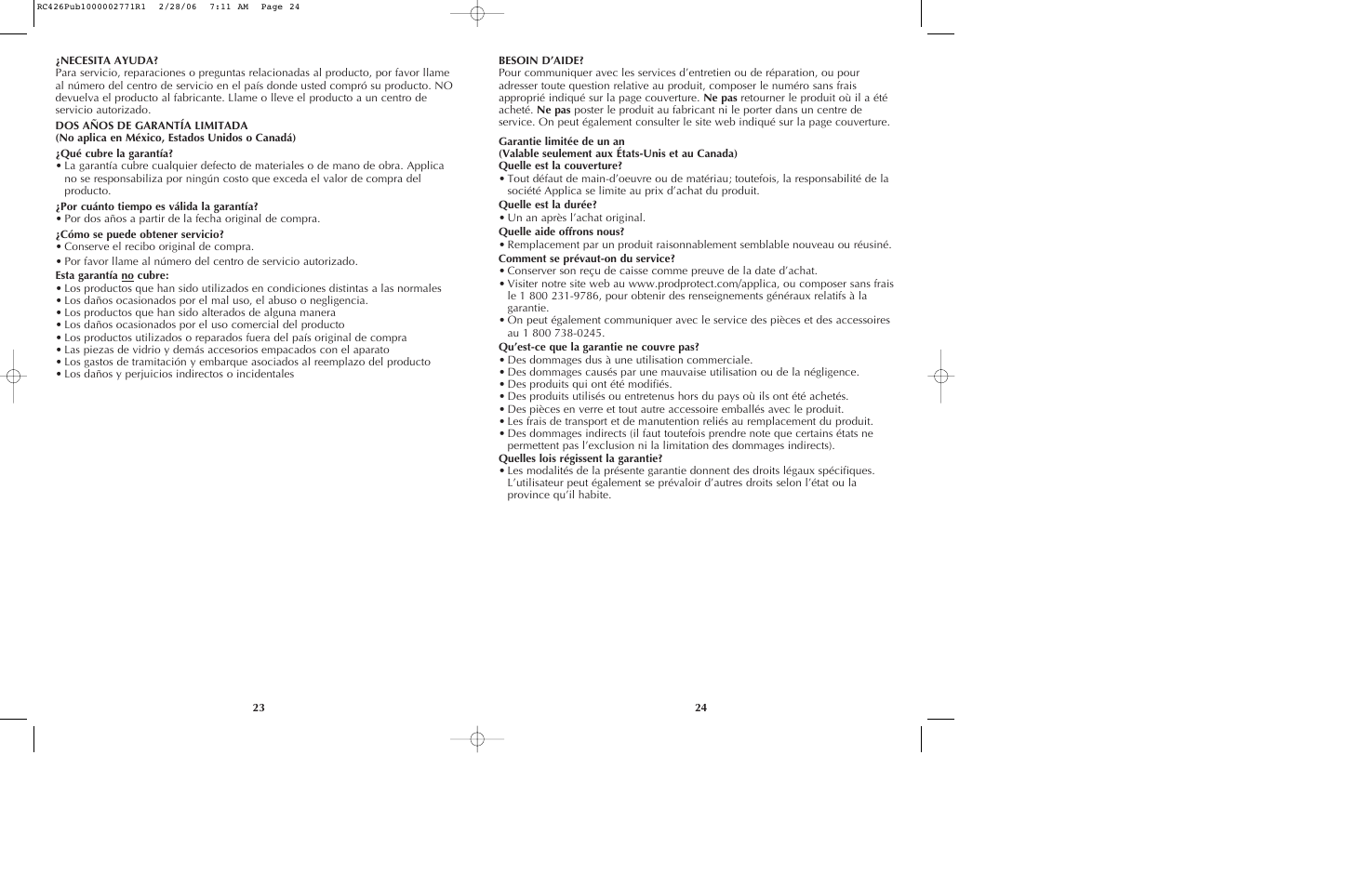 Black & Decker RC426 User Manual | Page 13 / 15