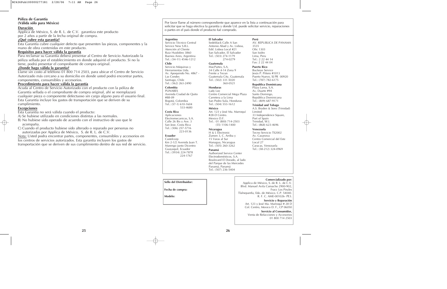 Black & Decker RC426 User Manual | Page 14 / 15