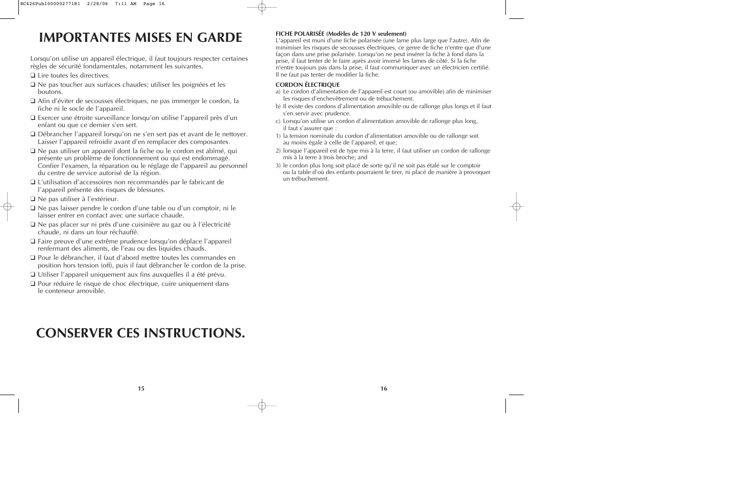 Black & Decker RC426 User Manual | Page 9 / 15