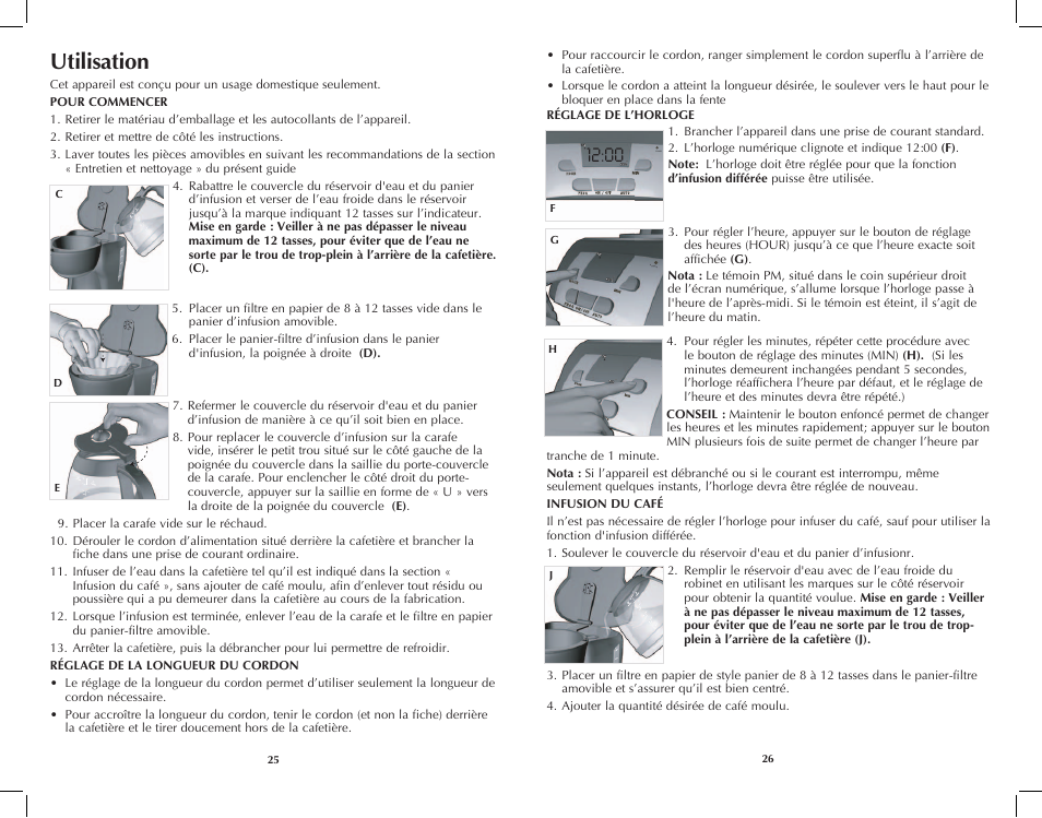 Utilisation | Black & Decker DCM2160W User Manual | Page 14 / 19