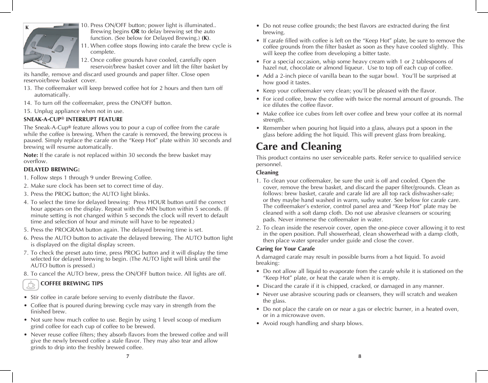 Care and cleaning | Black & Decker DCM2160W User Manual | Page 5 / 19