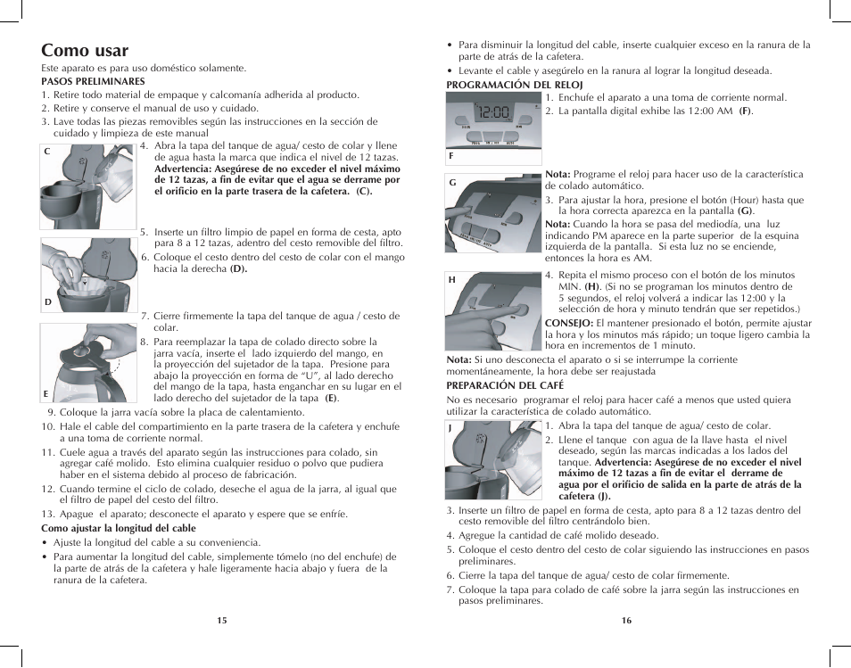 Como usar | Black & Decker DCM2160W User Manual | Page 9 / 19