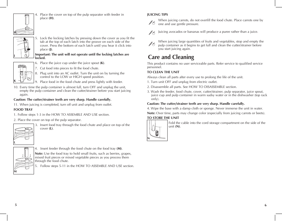 Care and cleaning | Black & Decker JE2060 User Manual | Page 4 / 13