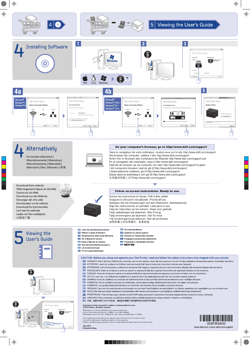 Installing software, Viewing the user’s guide, Alternatively | 5 viewing the user’s guide, Иш® (м <м, Мийтт | Dell B1163/W Multifunction Mono Laser Printer User Manual | Page 2 / 2