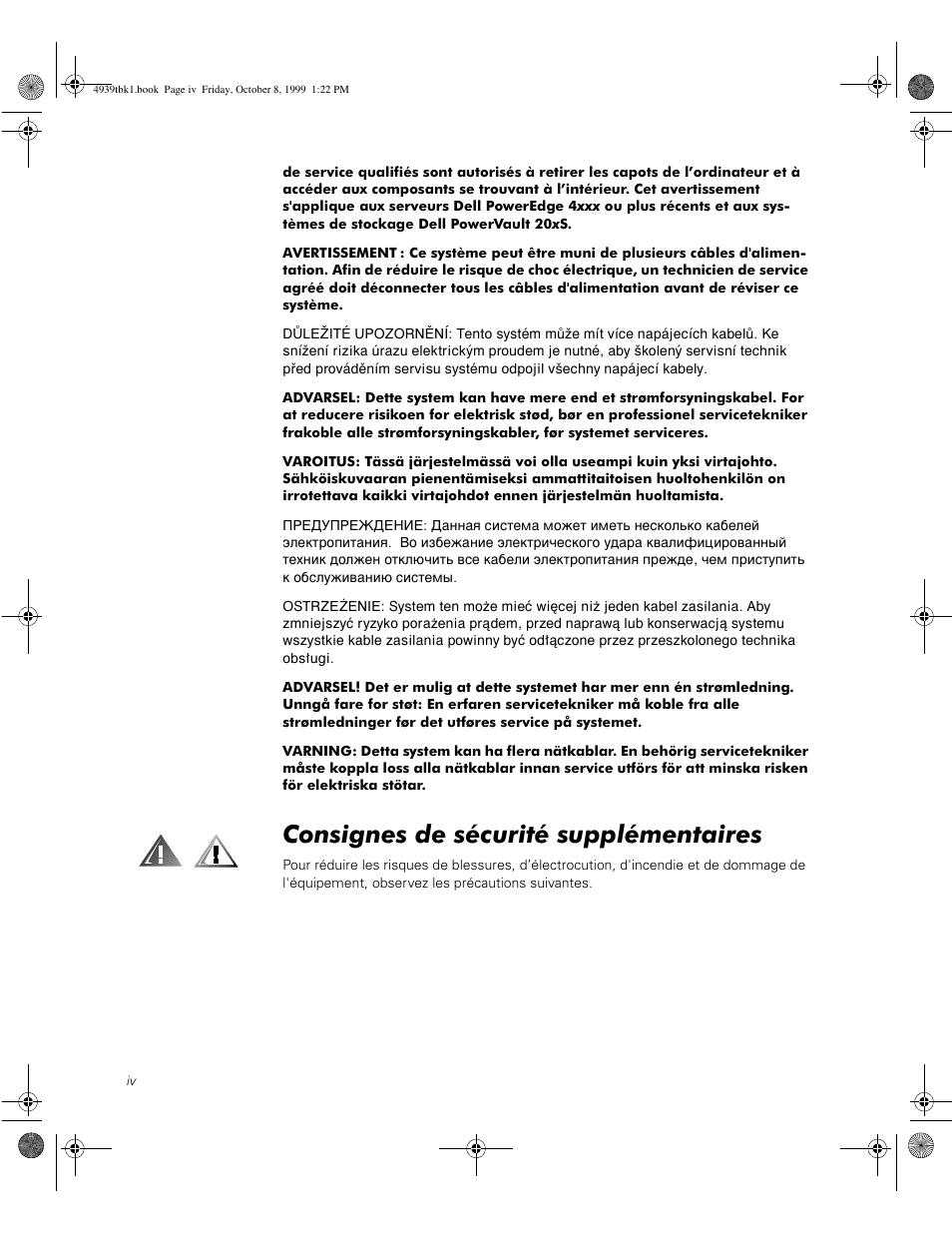 Consignes de sécurité supplémentaires | Dell PowerVault 50F (Fibre Channel Switch) User Manual | Page 30 / 98
