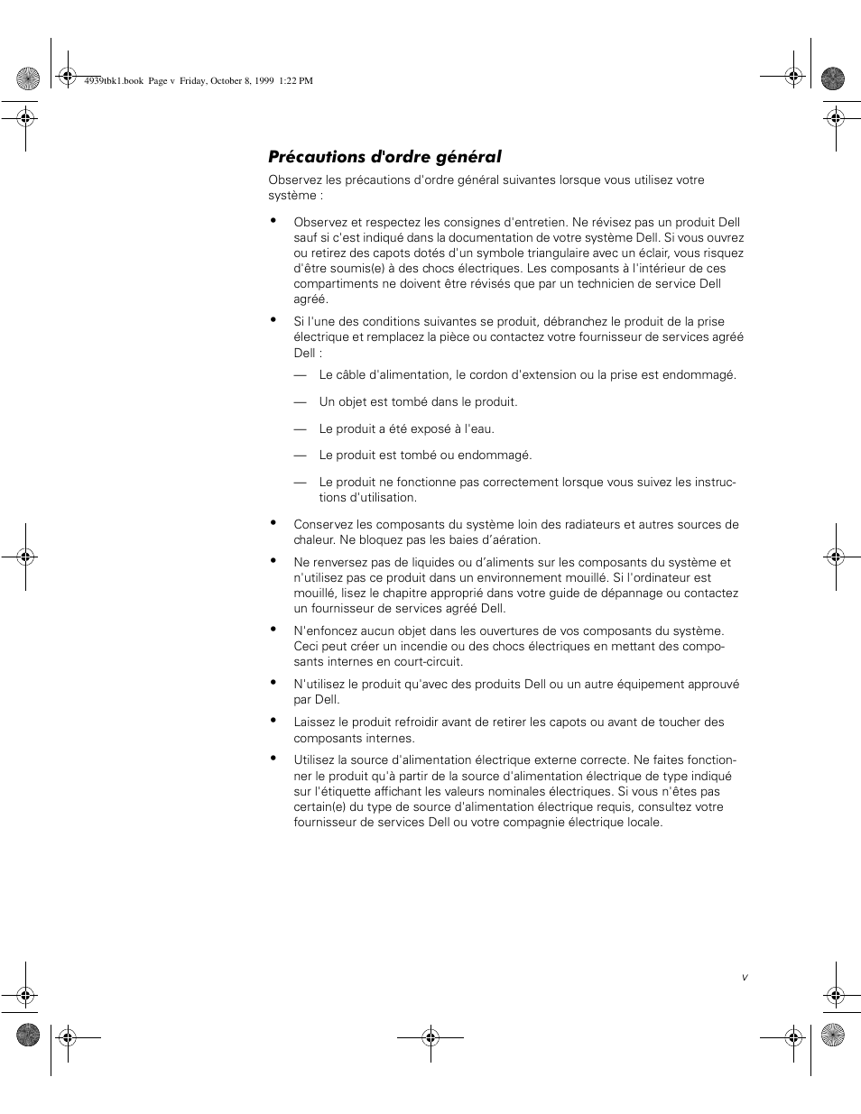 Précautions d'ordre général | Dell PowerVault 50F (Fibre Channel Switch) User Manual | Page 31 / 98