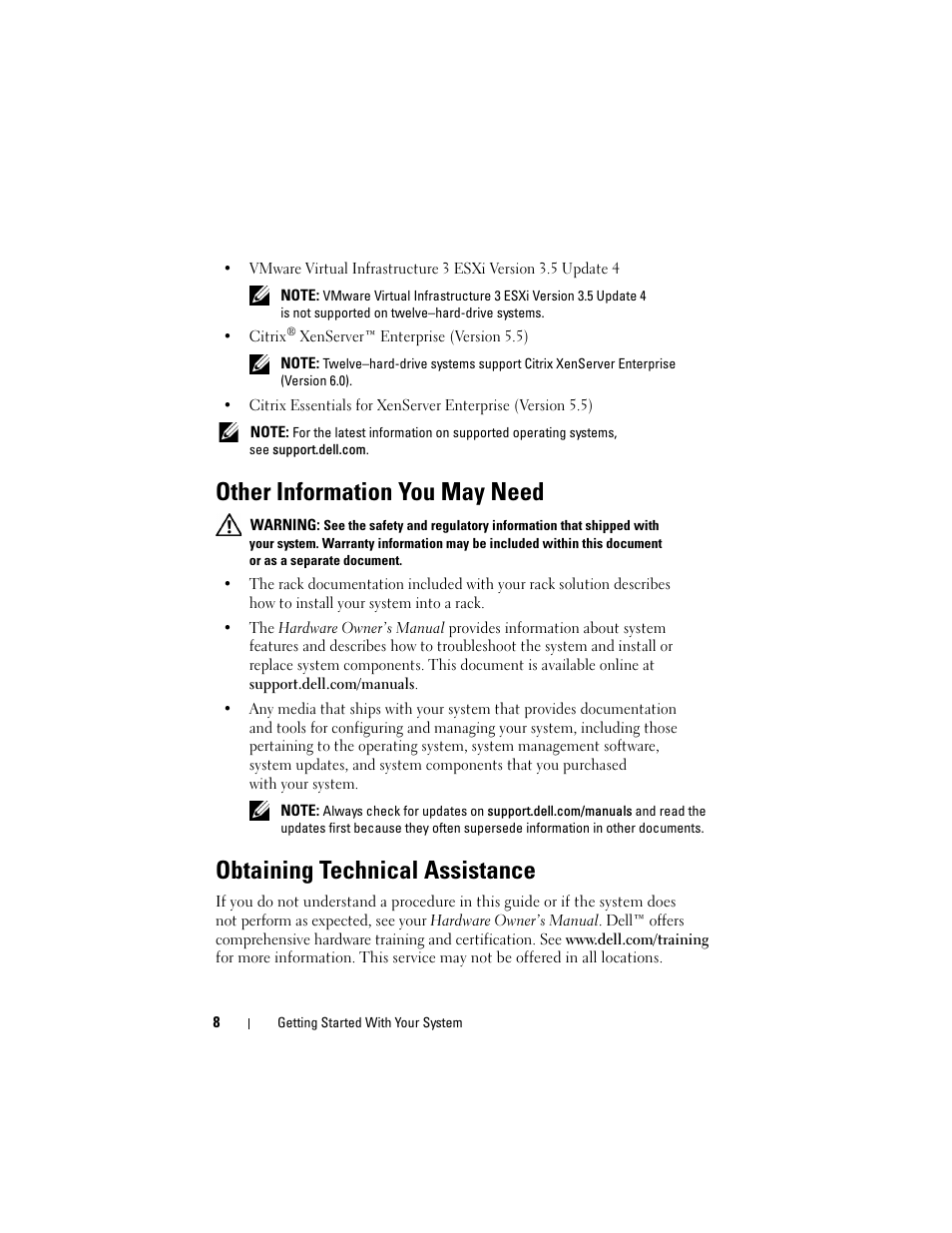 Other information you may need, Obtaining technical assistance | Dell PowerEdge R510 User Manual | Page 10 / 130