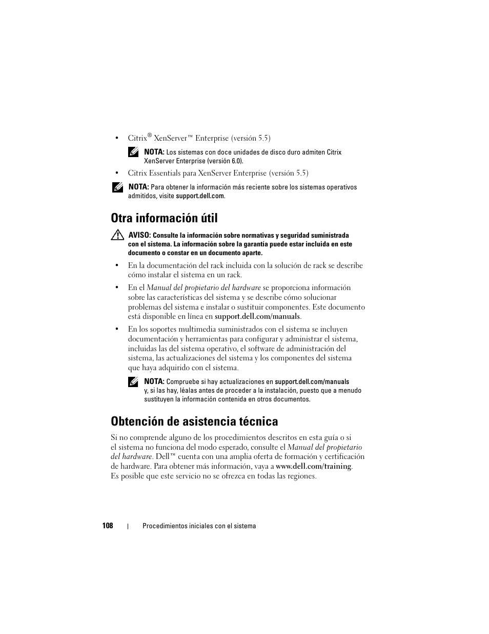 Otra información útil, Obtención de asistencia técnica | Dell PowerEdge R510 User Manual | Page 110 / 130