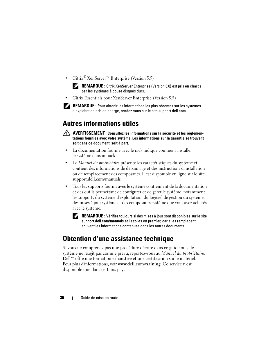 Autres informations utiles, Obtention d'une assistance technique | Dell PowerEdge R510 User Manual | Page 38 / 130