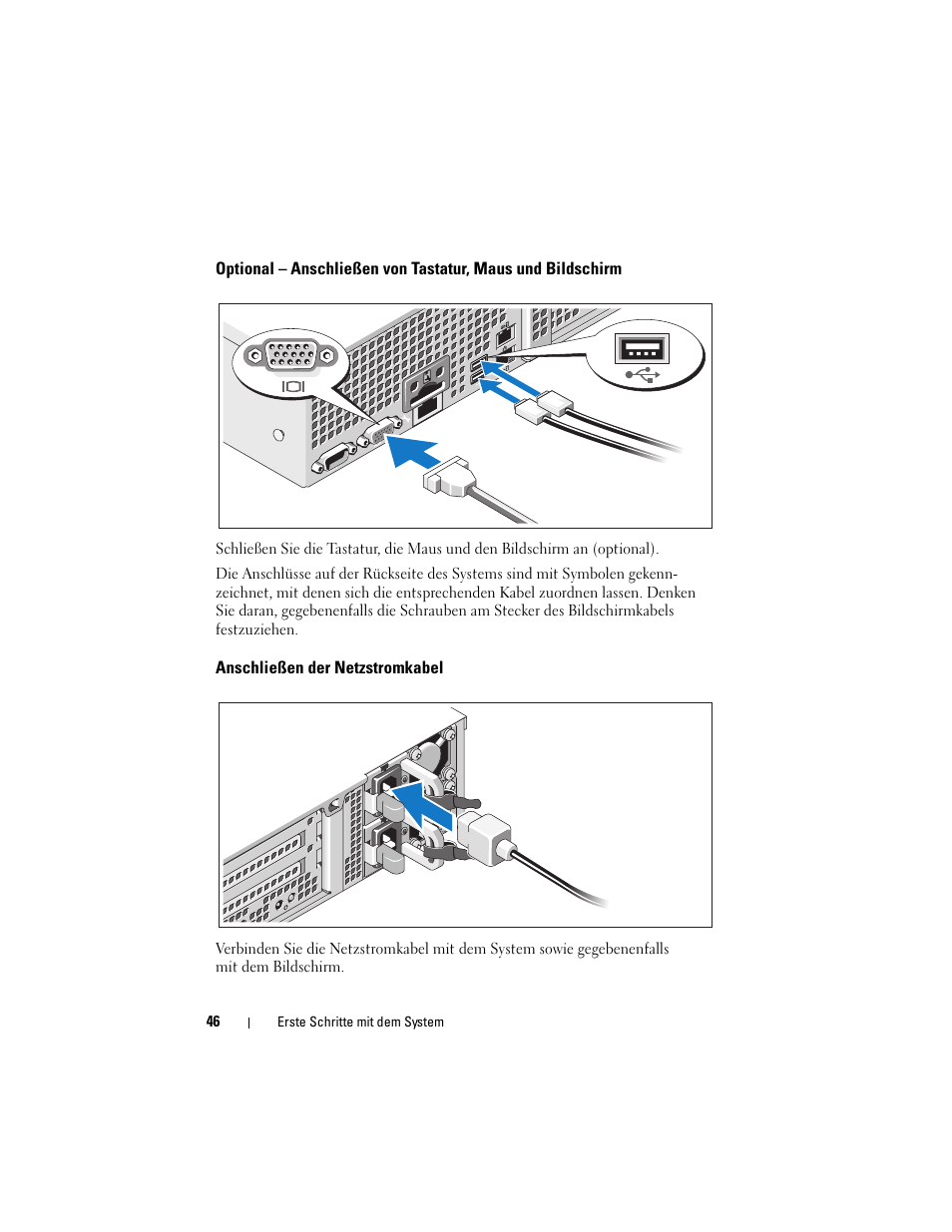 Anschließen der netzstromkabel | Dell PowerEdge R510 User Manual | Page 48 / 130