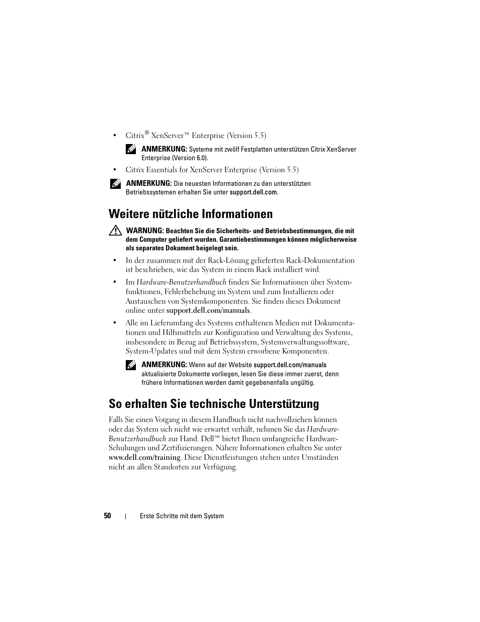 Weitere nützliche informationen, So erhalten sie technische unterstützung | Dell PowerEdge R510 User Manual | Page 52 / 130