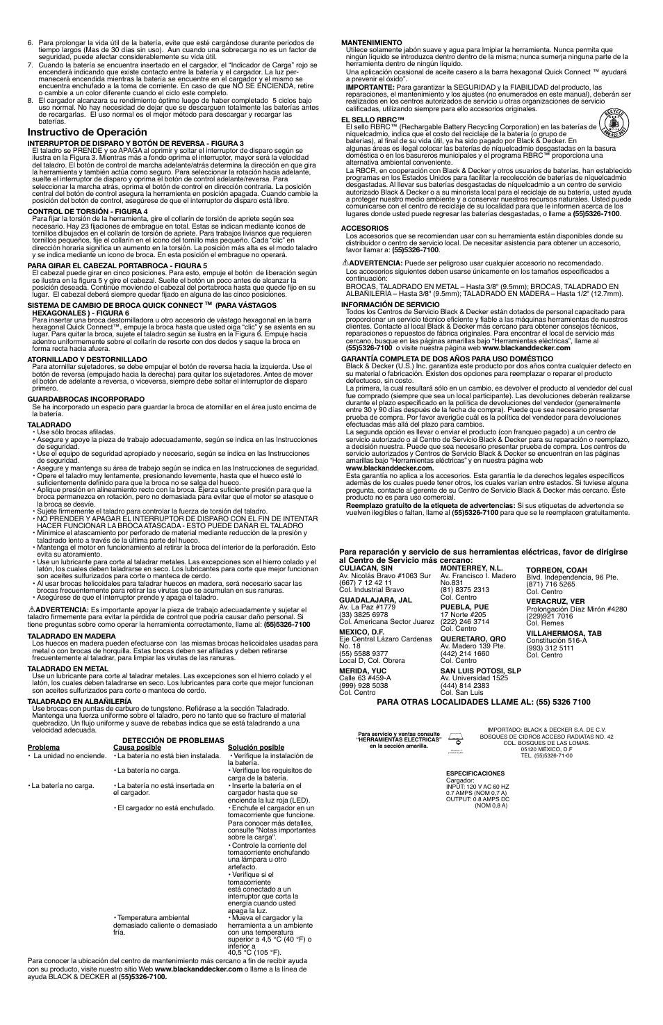 Instructivo de operación | Black & Decker 90504019 User Manual | Page 6 / 6