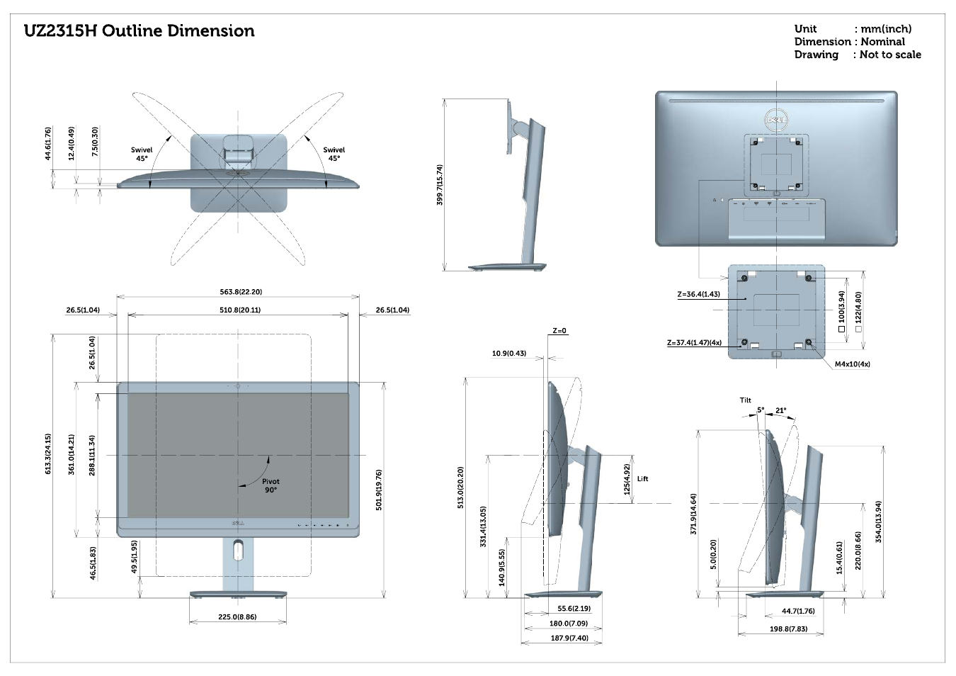 Dell UZ2315H Monitor User Manual | 1 page