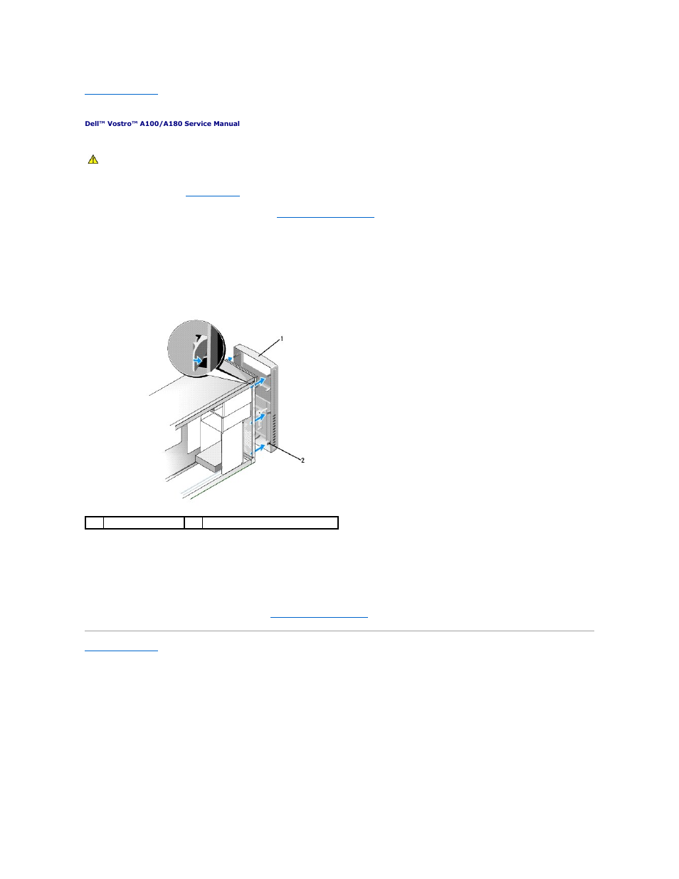 Replacing the front panel | Dell Vostro A100 (Early 2009) User Manual | Page 13 / 30