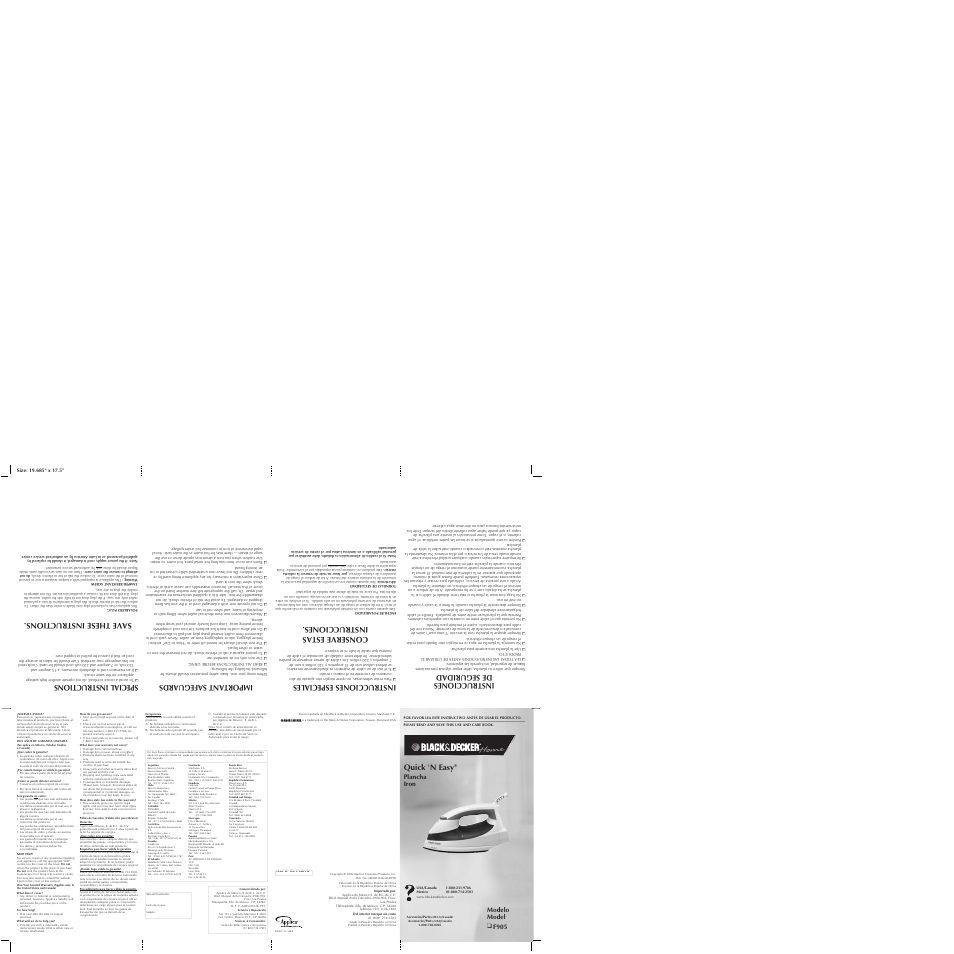 Black & Decker F905 User Manual | 2 pages