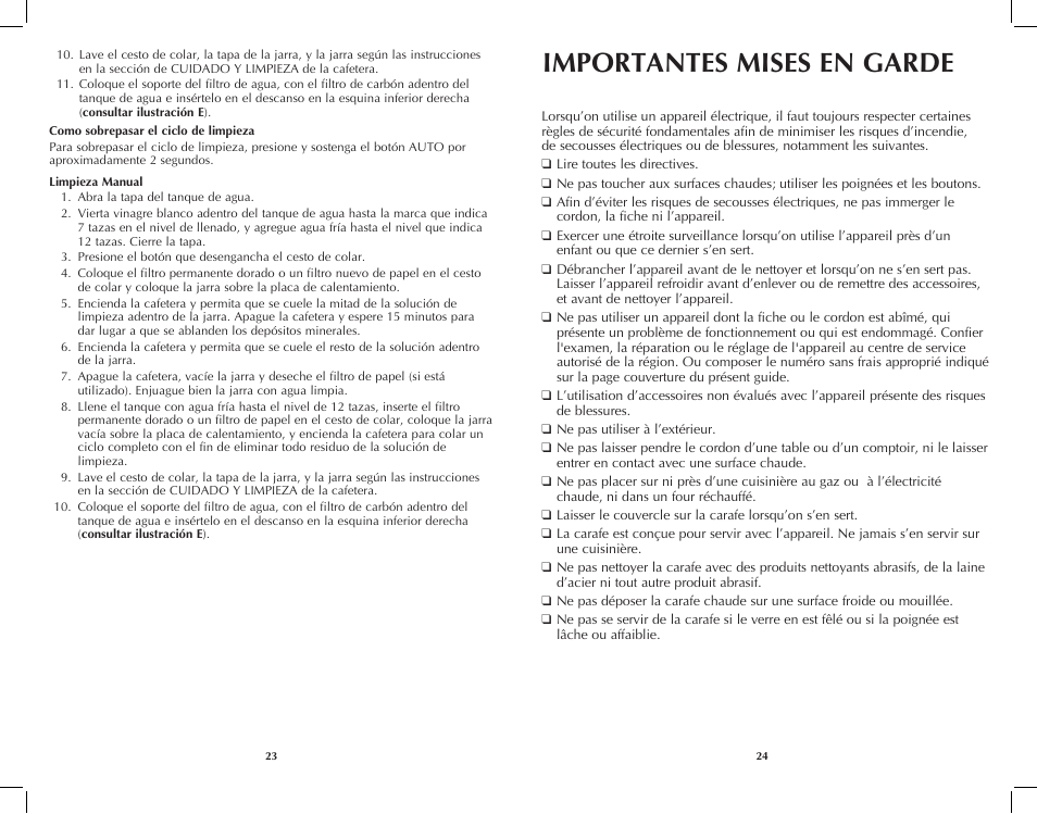 Importantes mises en garde | Black & Decker DCM3100B User Manual | Page 13 / 21